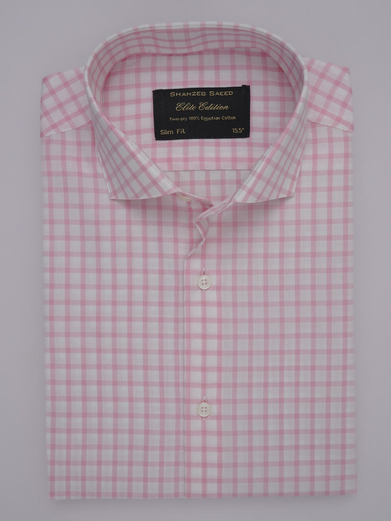 Pink Self Checkered, Elite Edition, Cutaway Collar Men’s Formal Shirt (FS-377)