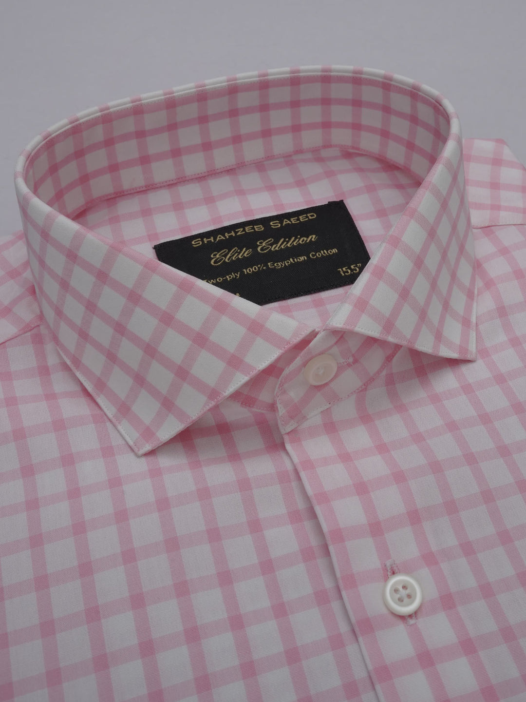 Pink Self Checkered, Elite Edition, Cutaway Collar Men’s Formal Shirt (FS-377)