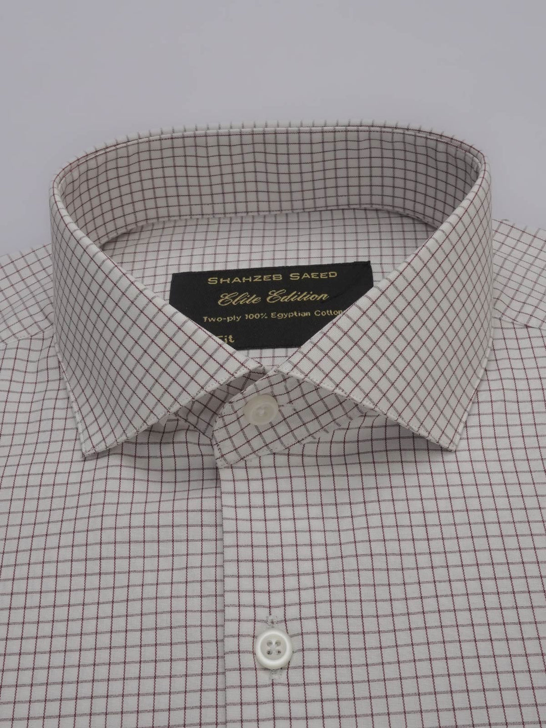 Brown & White Checkered, Elite Edition, Cutaway Collar Men’s Formal Shirt (FS-378)