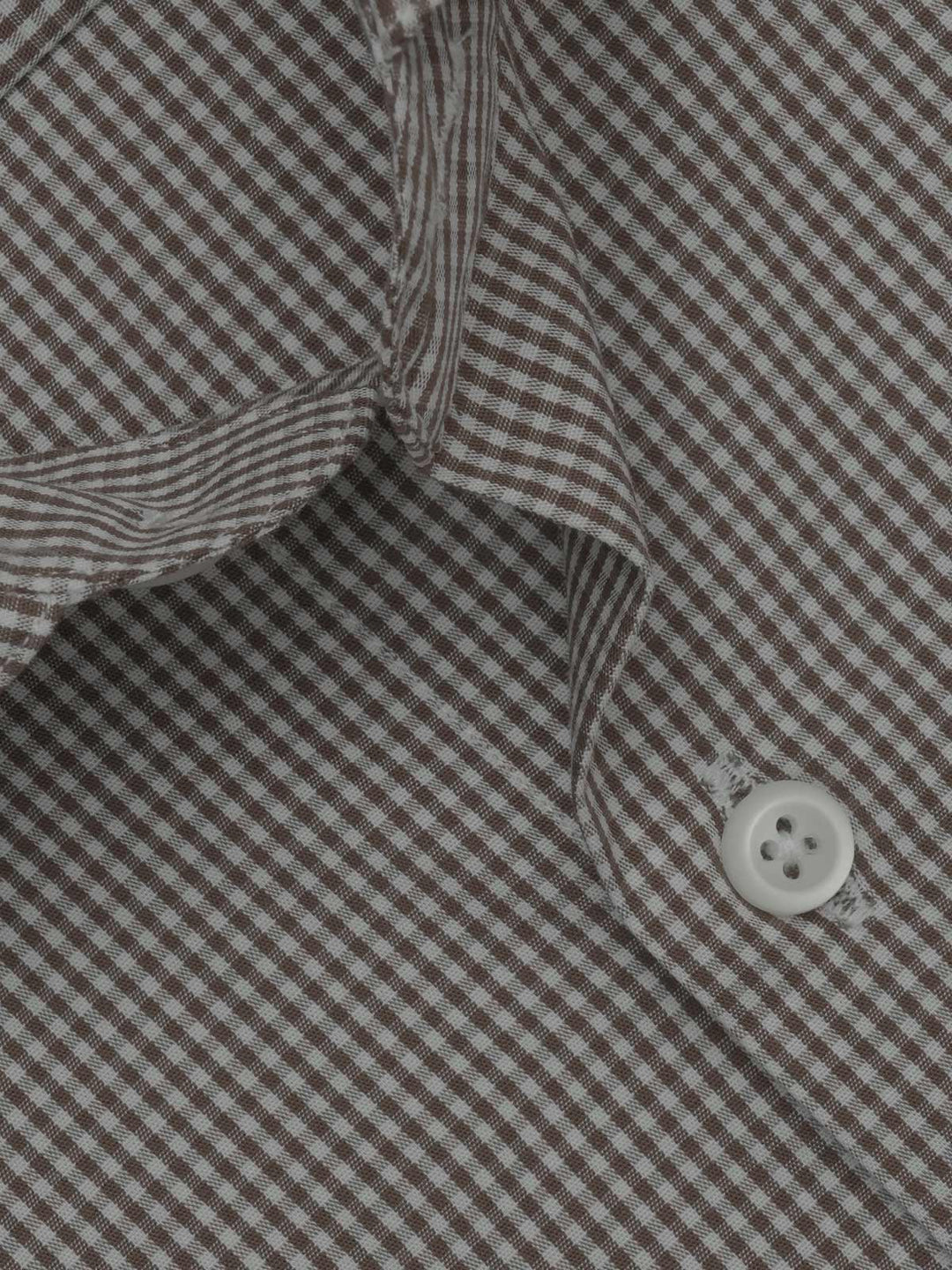 Brown Micro Checkered, Elite Edition, Cutaway Collar Men’s Formal Shirt (FS-379)