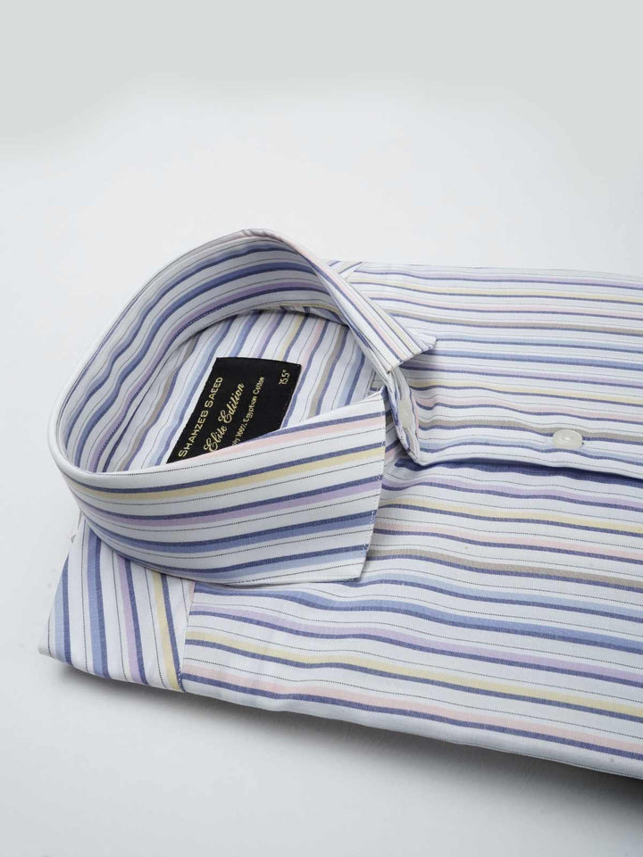 Multi Color Striped, Elite Edition, Cutaway Collar Men’s Formal Shirt (FS-038)