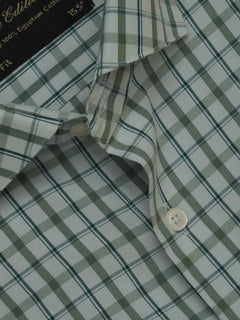 Green Self Checkered, Elite Edition, Cutaway Collar Men’s Formal Shirt (FS-380)