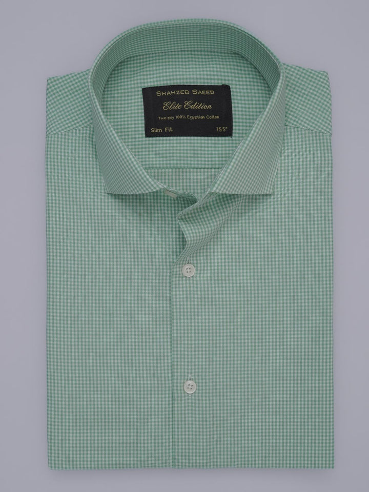 Pistachio Checkered, Elite Edition, Cutaway Collar Men’s Formal Shirt (FS-382)