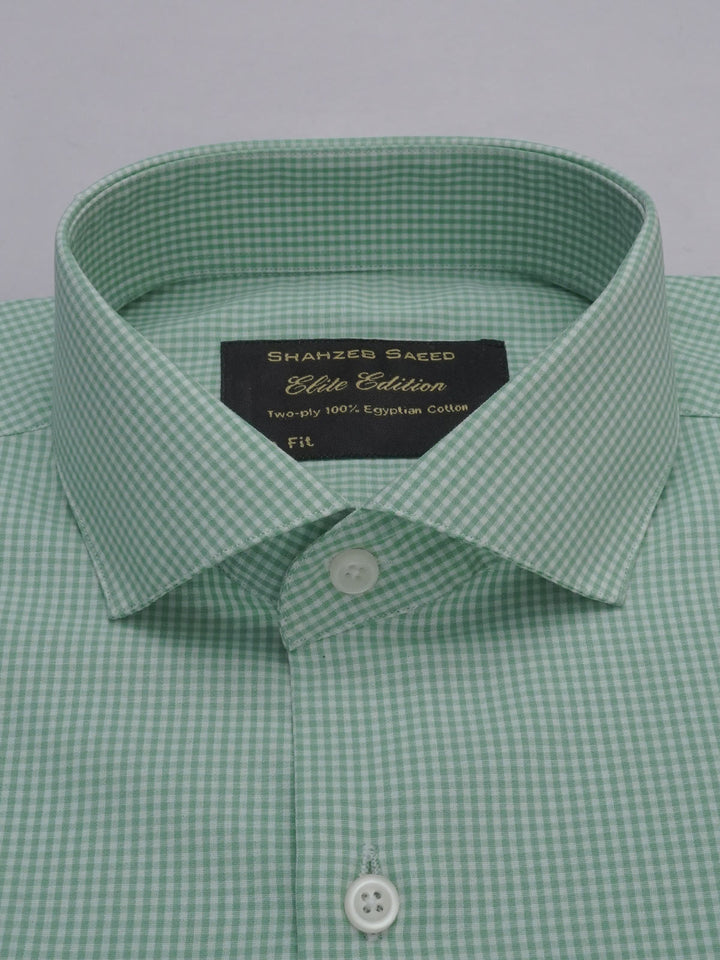 Pistachio Checkered, Elite Edition, Cutaway Collar Men’s Formal Shirt (FS-382)