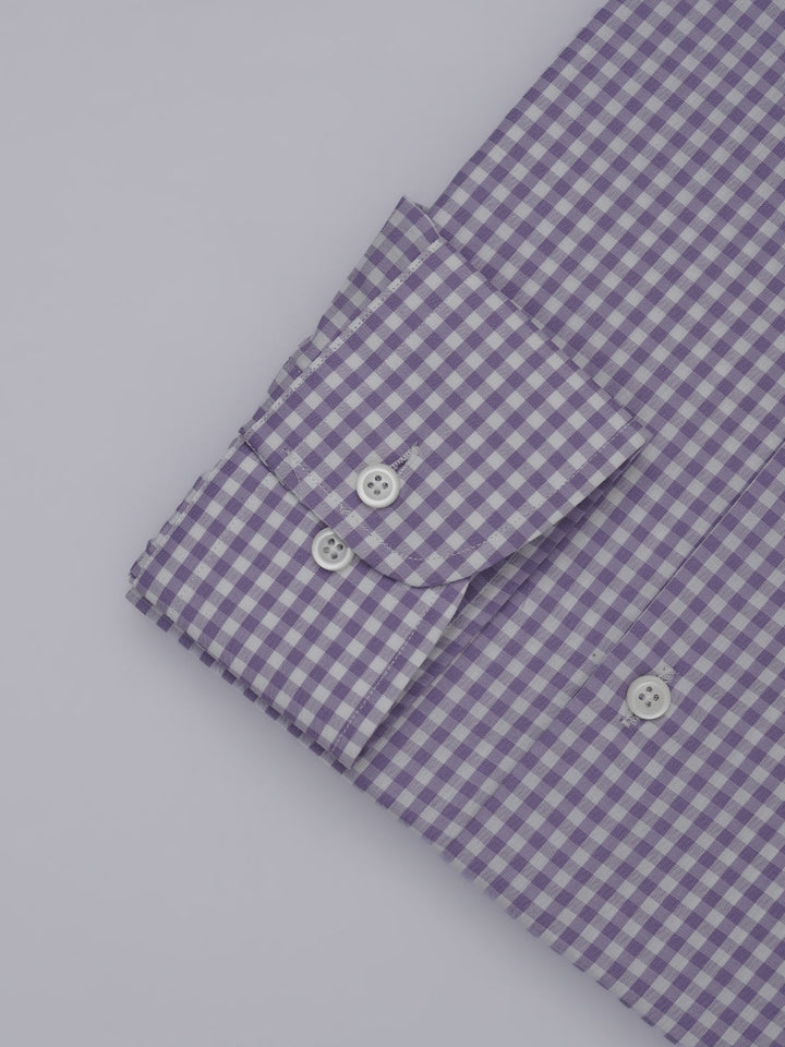 Purple & White Checkered, Elite Edition, Cutaway Collar Men’s Formal Shirt (FS-383)