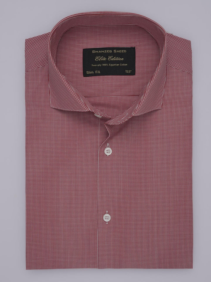 Dark Pink Micro Checkered, Elite Edition, Cutaway Collar Men’s Formal Shirt (FS-384)