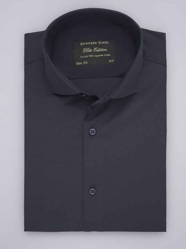 Navy Blue Plain, Elite Edition, Cutaway Collar Men’s Formal Shirt (FS-387)