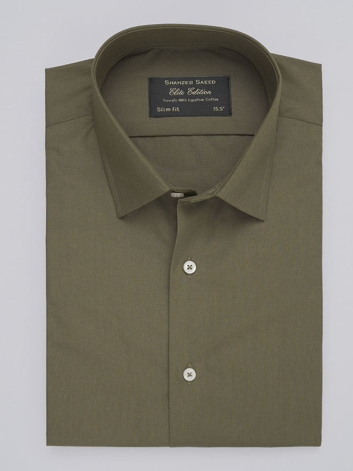 Olive Plain, Elite Edition, French Collar Men’s Formal Shirt (FS-389)