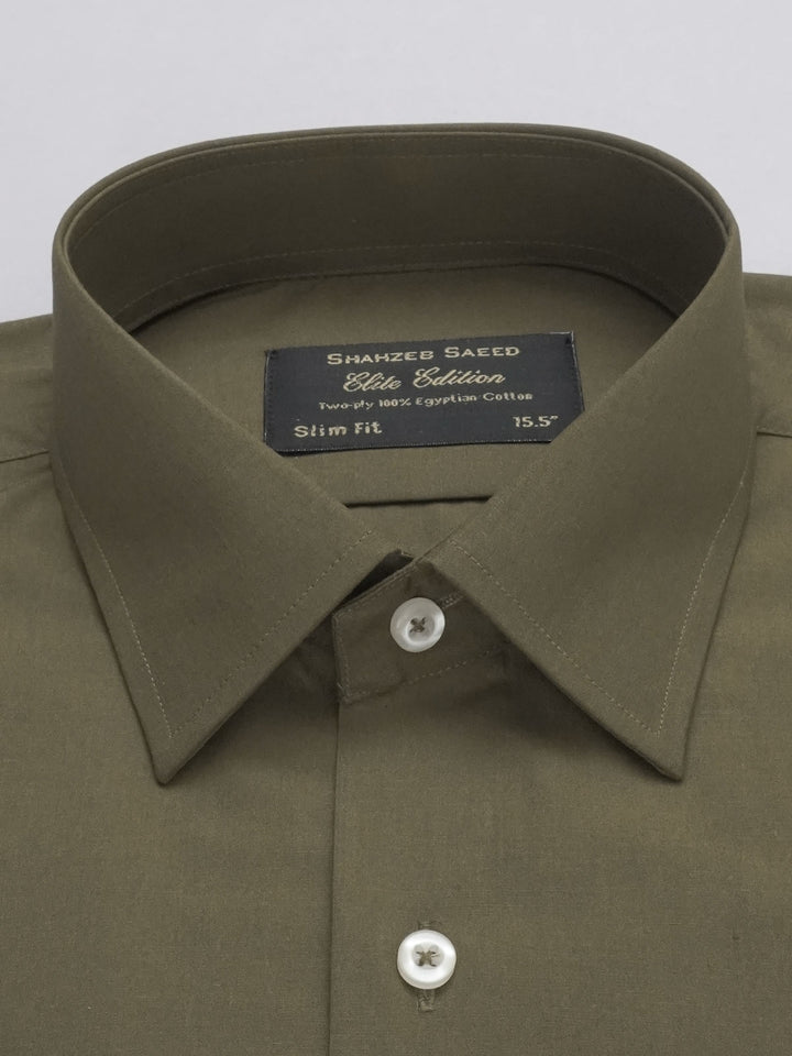 Olive Plain, Elite Edition, French Collar Men’s Formal Shirt (FS-389)