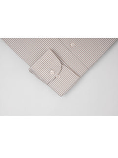 Light Brown & White Self Striped, Elite Edition, Cutaway Collar Men’s Formal Shirt (FS-039)