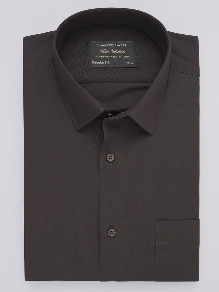 Dark Brown Plain, Elite Edition, French Collar Men’s Formal Shirt (FS-392)