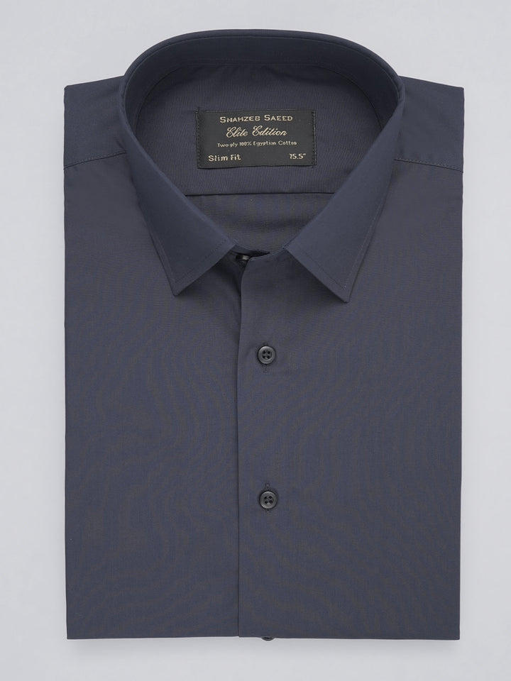 Dark Blue Plain, Elite Edition, French Collar Men’s Formal Shirt (FS-395)