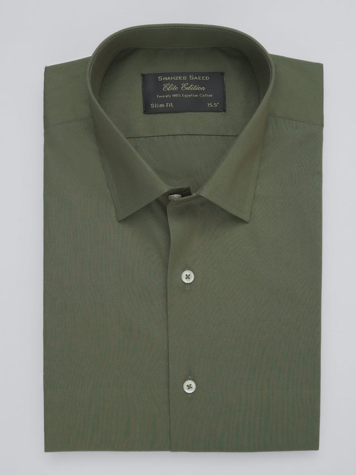 Olive Green Plain, Elite Edition, French Collar Men’s Formal Shirt (FS-396)