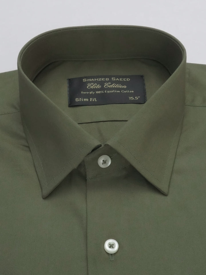 Olive Green Plain, Elite Edition, French Collar Men’s Formal Shirt (FS-396)