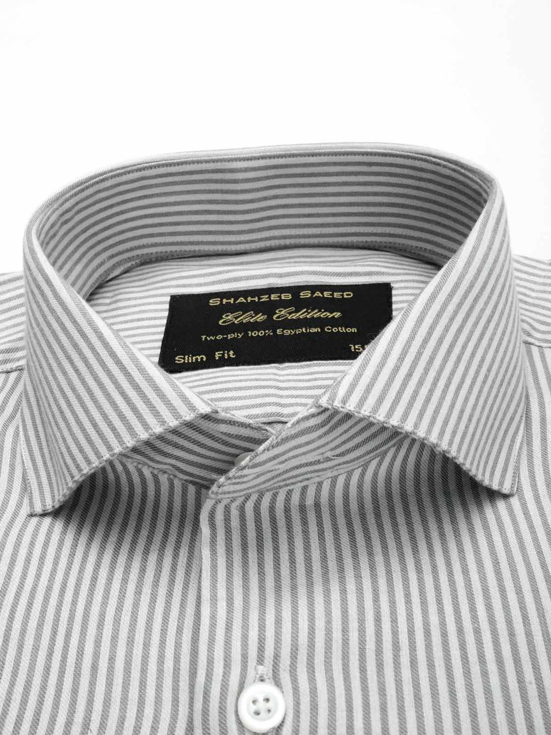 White & Grey Striped, Elite Edition, Cutaway Collar Men’s Formal Shirt (FS-041)