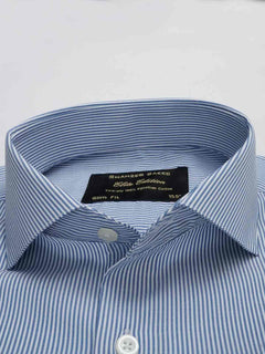 Blue & White Striped, Elite Edition, Cutaway Collar Men’s Formal Shirt (FS-042)