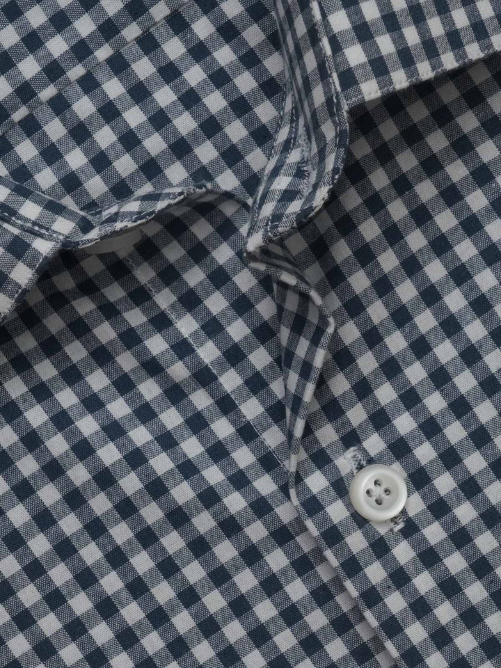 Dark Blue & White Checkered, Elite Edition, French Collar Men’s Formal Shirt (FS-435)