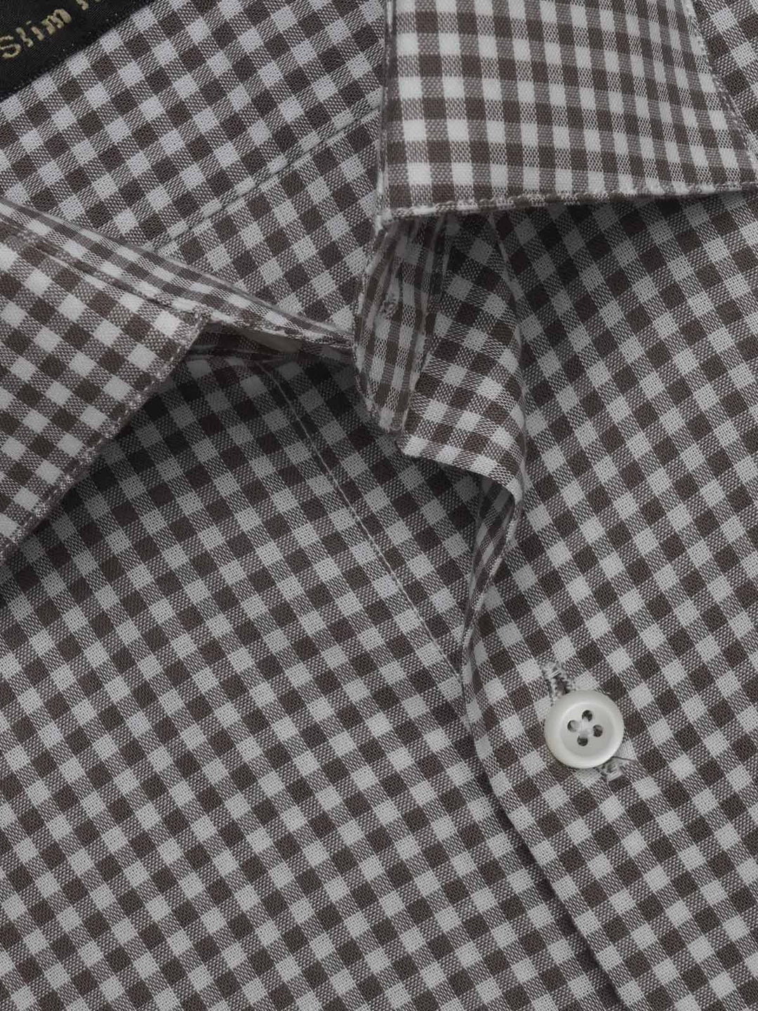 Brown & White Micro Checkered, Elite Edition, French Collar Men’s Formal Shirt (FS-438)