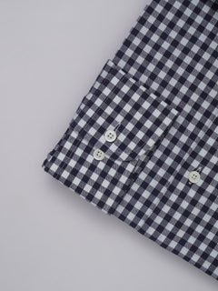 Black & White Checkered, Elite Edition, French Collar Men’s Formal Shirt (FS-442)