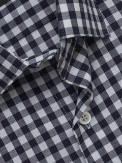 Black & White Checkered, Elite Edition, French Collar Men’s Formal Shirt (FS-442)