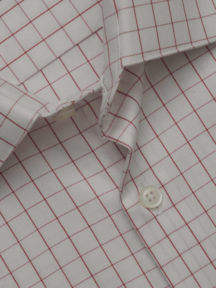 White & Red Checkered, Elite Edition, French Collar Men’s Formal Shirt (FS-445)