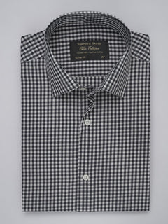 Black & White Checkered, Elite Edition, French Collar Men’s Formal Shirt (FS-446)