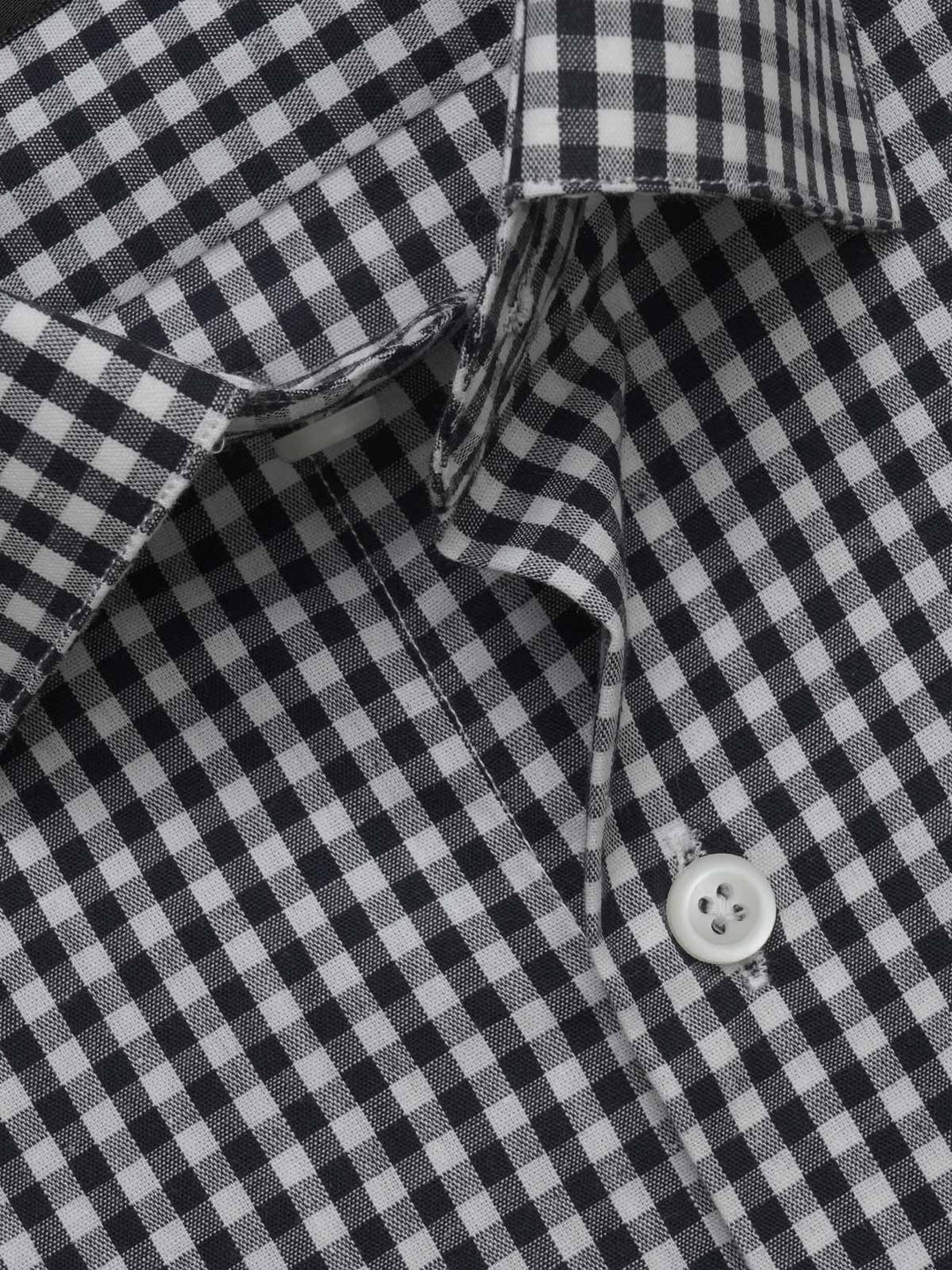 Black & White Checkered, Elite Edition, French Collar Men’s Formal Shirt (FS-446)