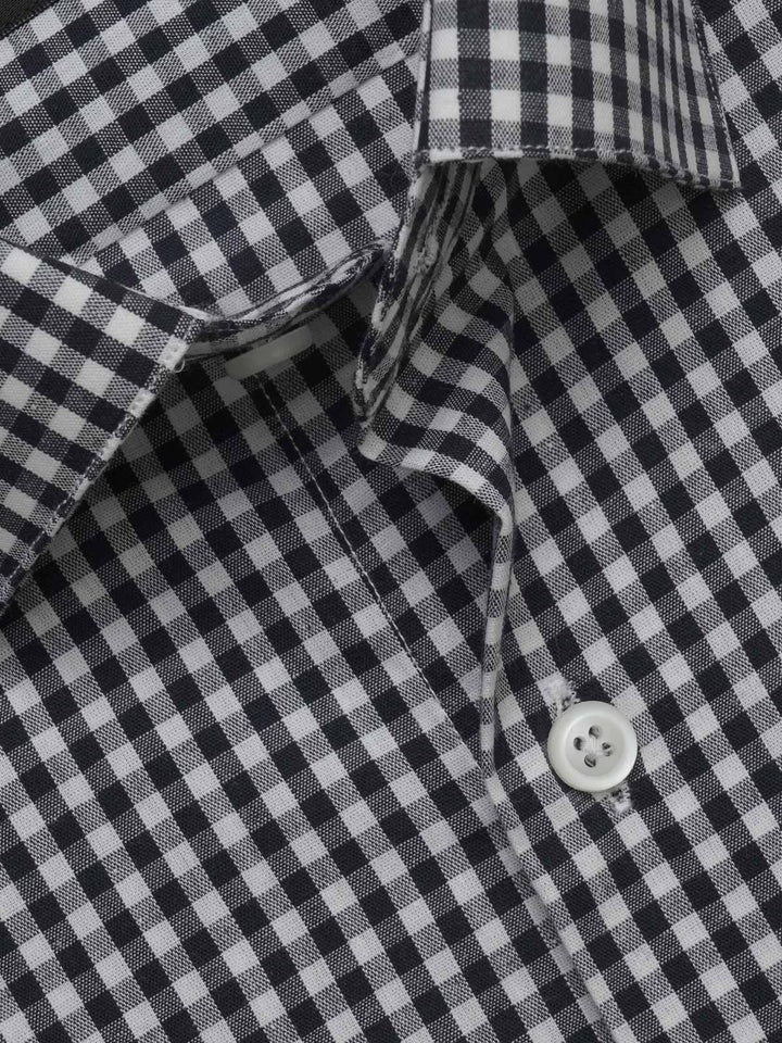 Black & White Checkered, Elite Edition, French Collar Men’s Formal Shirt (FS-446)