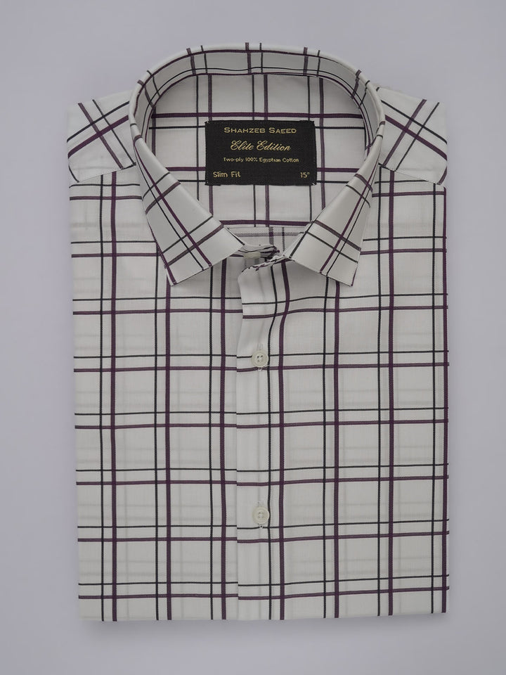 Maroon & White Checkered, Elite Edition, French Collar Men’s Formal Shirt (FS-453)