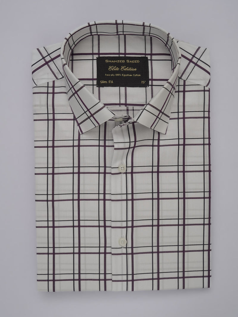 Maroon & White Checkered, Elite Edition, French Collar Men’s Formal Shirt (FS-453)