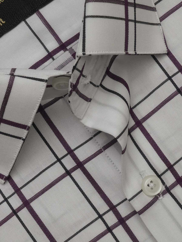 Maroon & White Checkered, Elite Edition, French Collar Men’s Formal Shirt (FS-453)