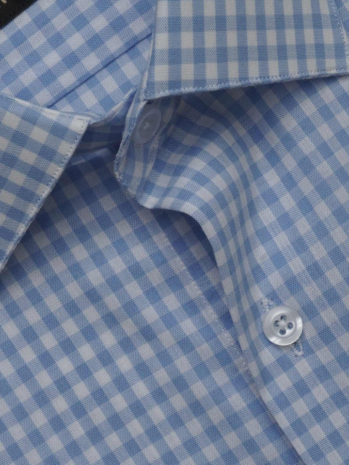 Light Blue & White Checkered, Elite Edition, French Collar Men’s Formal Shirt (FS-454)