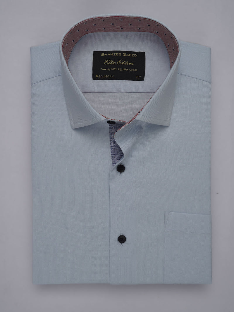 Ice Blue Self, Elite Edition, French Collar Men’s Designer Formal Shirt (FS-456)