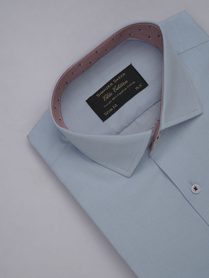 Light Blue Self, Elite Edition, French Collar Men’s Designer Formal Shirt (FS-459)