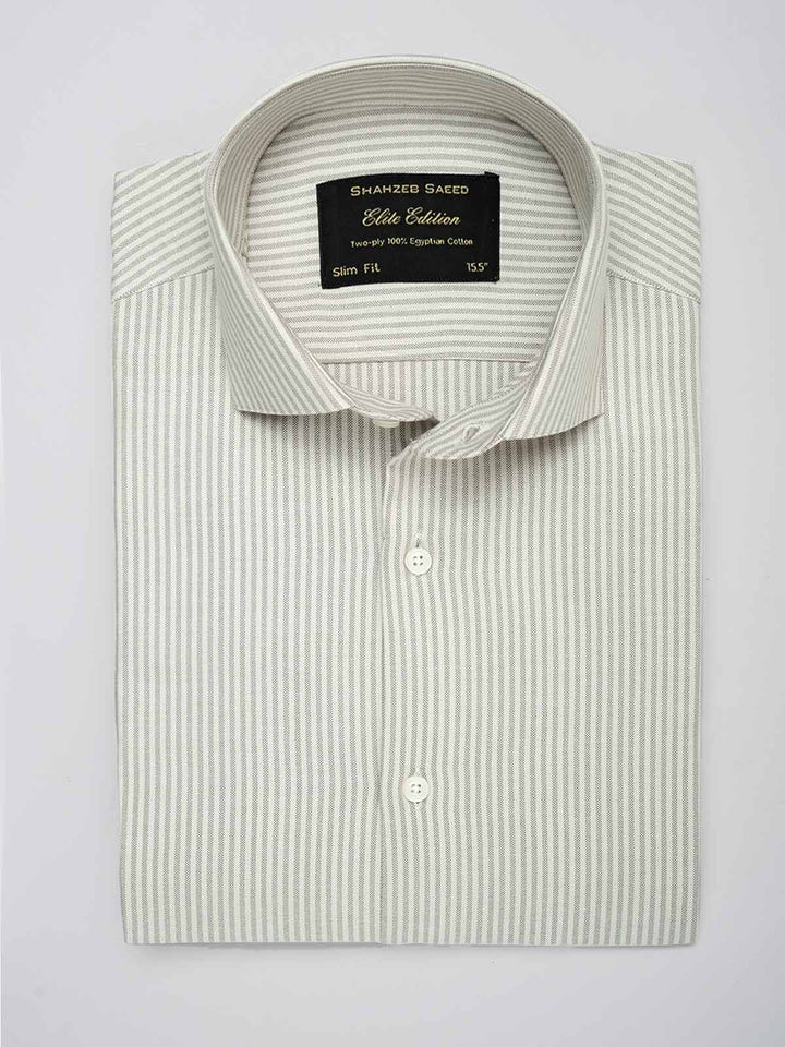 Light Brown Striped, Elite Edition, Cutaway Collar Men’s Formal Shirt (FS-046)