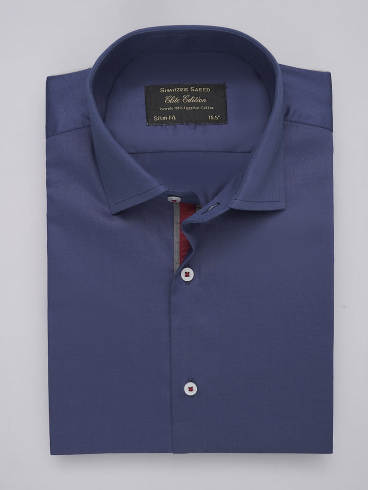 Royal Blue Plain, Elite Edition, French Collar Men’s Designer Formal Shirt (FS-463)