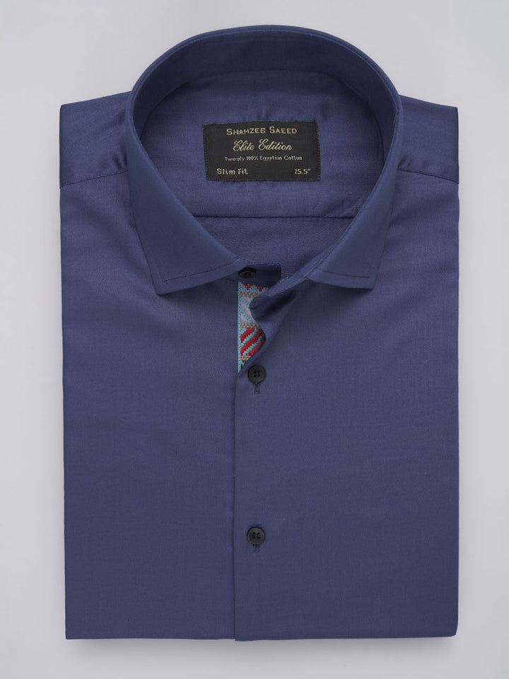 Royal Blue Plain, Elite Edition, French Collar Men’s Designer Formal Shirt (FS-466)