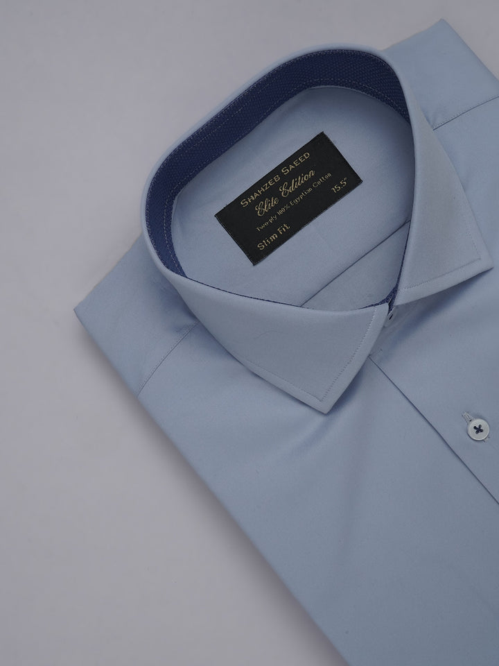 Light Blue Plain, Elite Edition, French Collar Men’s Designer Formal Shirt (FS-468)