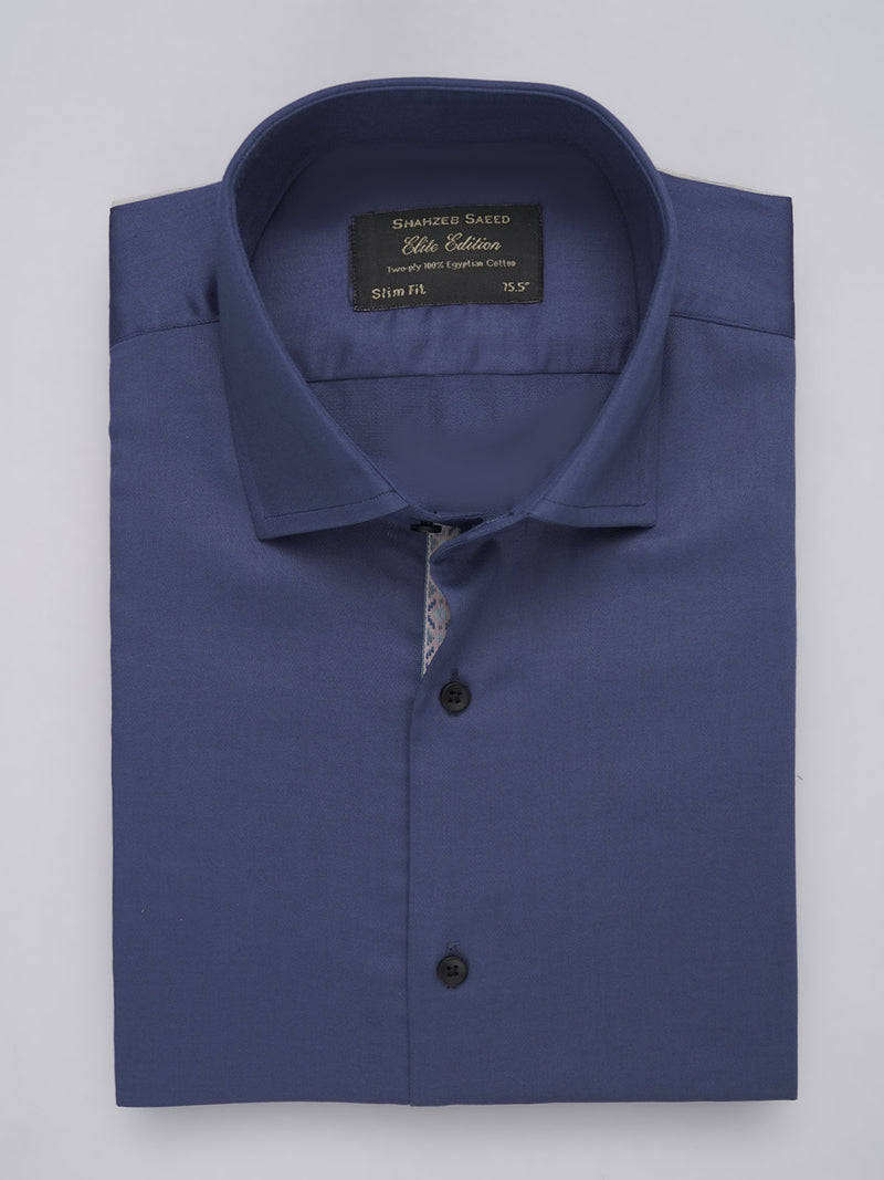 Royal Blue Plain, Elite Edition, French Collar Men’s Designer Formal Shirt (FS-473)