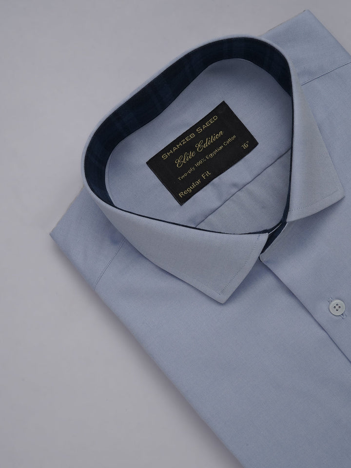 Light Blue Self, Elite Edition, French Collar Men’s Designer Formal Shirt (FS-474)