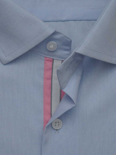 Light Blue Self, Elite Edition, French Collar Men’s Designer Formal Shirt (FS-478)