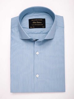 Blue & White Striped, Elite Edition, Cutaway Collar Men’s Formal Shirt (FS-049)