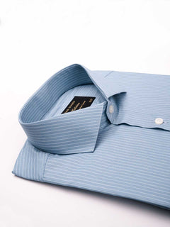 Blue & White Striped, Elite Edition, Cutaway Collar Men’s Formal Shirt (FS-049)