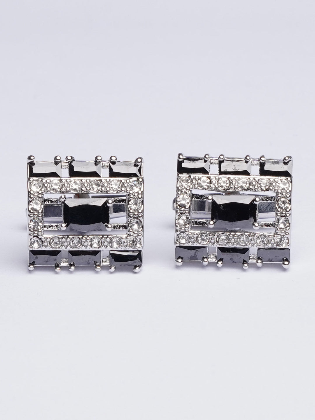 Fancy Silver Stone Cufflink (CUFFLINK-415)