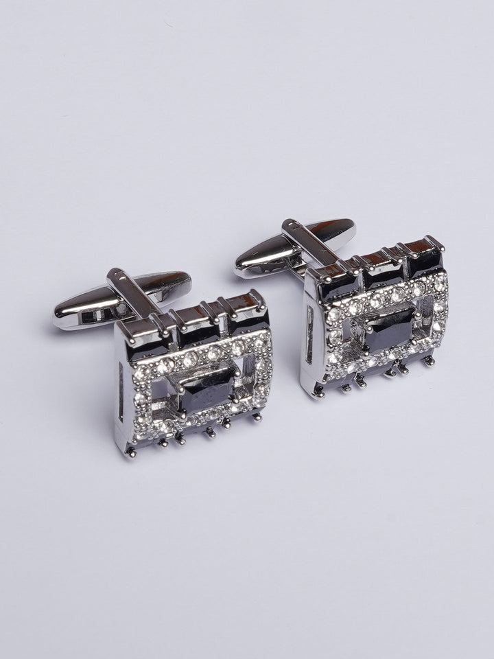 Fancy Silver Stone Cufflink (CUFFLINK-415)