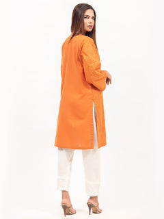 Orange Embroided Chikankari Kurti (GFKU-2130)