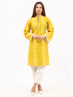 Mustard Yellow Chikankari Kurti (GFKU-2126)