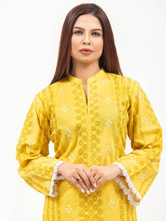 Mustard Yellow Chikankari Kurti (GFKU-2126)