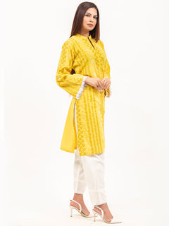 Mustard Yellow Chikankari Kurti (GFKU-2126)