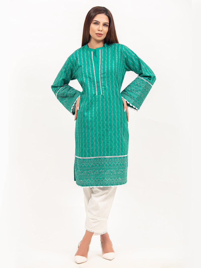 Green Embroided Chikankari Kurti (GFKU-2127)